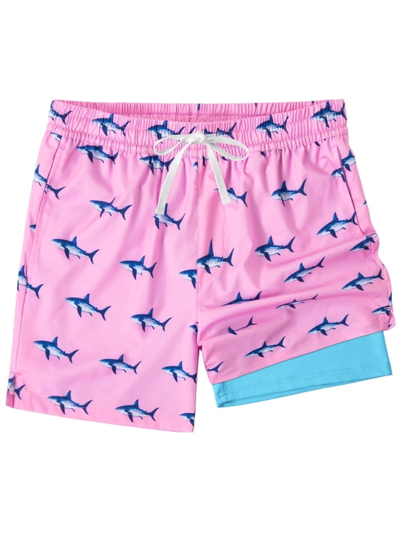 Mens Swim Trunks with Liner, Mens Athletic Running Workout Shorts 6" Inseam, Sizes S-2XL
