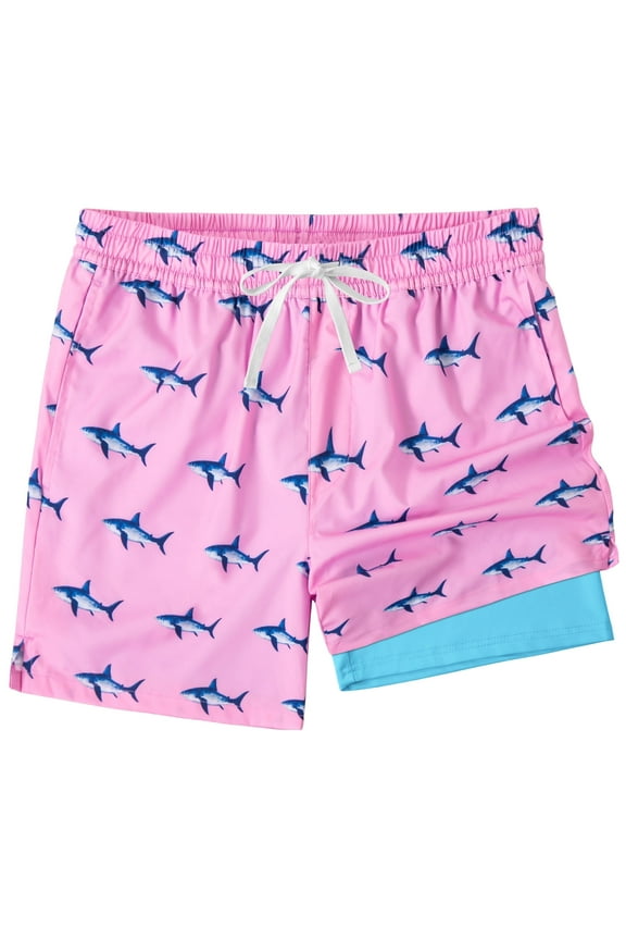 Mens Swim Trunks with Liner, Mens Athletic Running Workout Shorts 6" Inseam, Sizes S-2XL