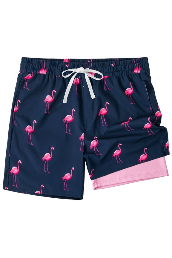 Mens Swim Trunks with Liner, Mens Athletic Running Workout Shorts 6" Inseam, Sizes S-2XL