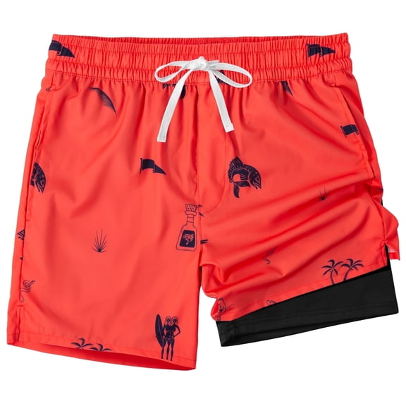 REDESS Mens Swim Trunks with Liner, Mens Athletic Running Workout Shorts 6" Inseam, Sizes S-2XL