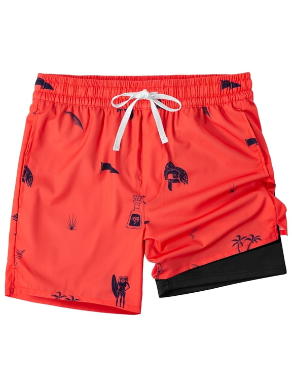 Mens Swim Trunks with Liner, Mens Athletic Running Workout Shorts 6" Inseam, Sizes S-2XL