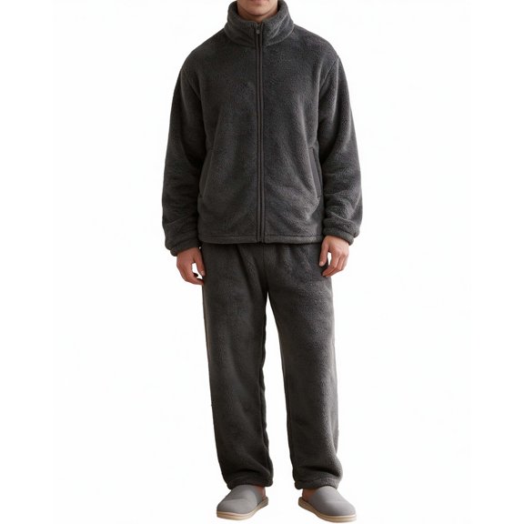 REDESS Mens Pajamas Set Lightweight Pajamas for men with Zipper and Pockets Gray