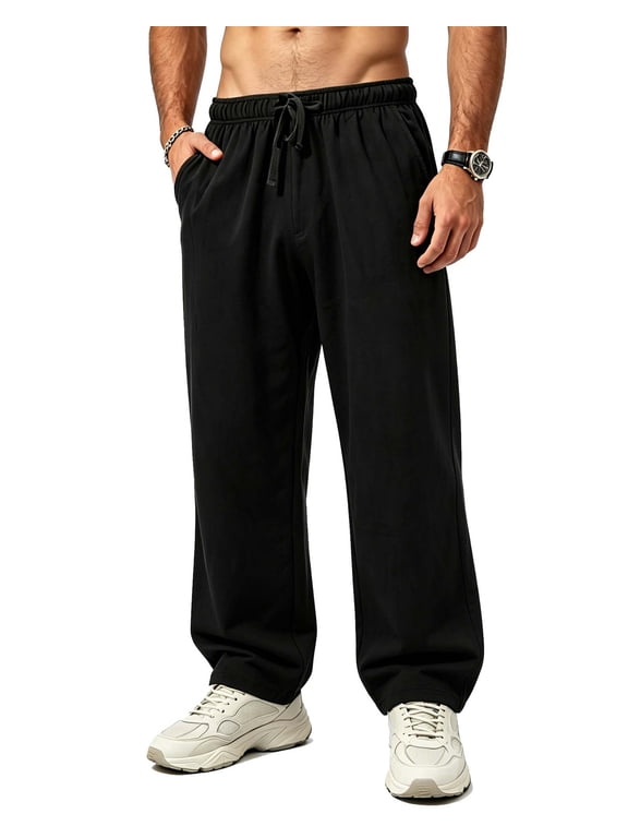 Mens Sweatpants Soft Fleece Straight Active Casual Jogger Pants Running Workout Gym Pants with Pockets