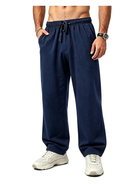 Mens Sweatpants Soft Fleece Straight Active Casual Jogger Pants Running Workout Gym Pants with Pockets