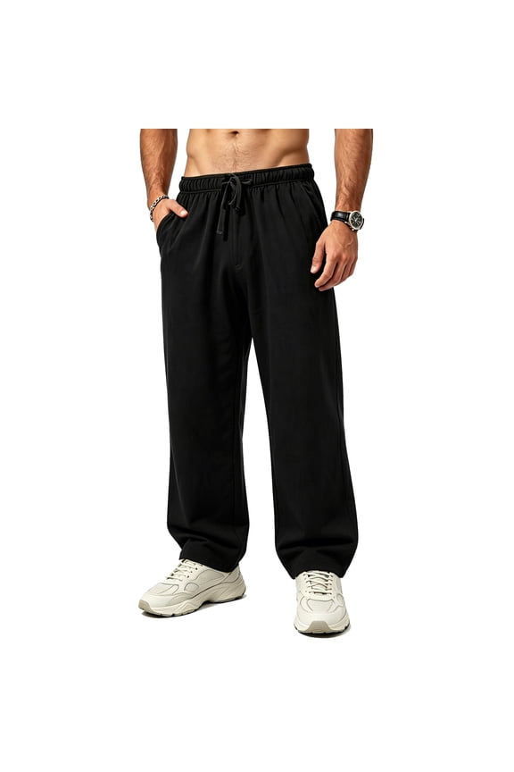 Mens Sweatpants Soft Fleece Straight Active Casual Jogger Pants Running Workout Gym Pants with Pockets