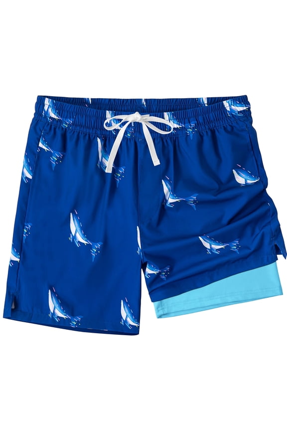 Mens Swim Trunks with Liner, Mens Athletic Running Workout Shorts 6" Inseam, Sizes S-2XL