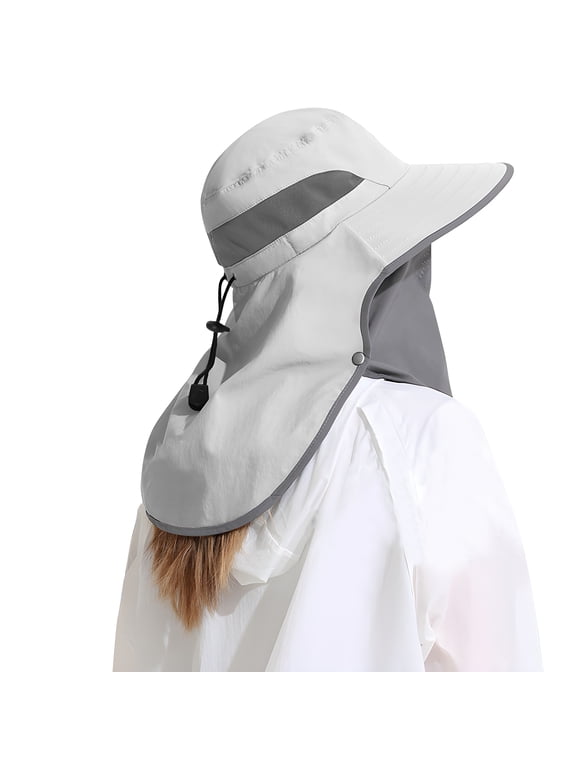 Nylon Sun Hats for Women and Men UPF 50+ Sun Protection and Neck Flap,Bucket Hat for Men and Women-Gray