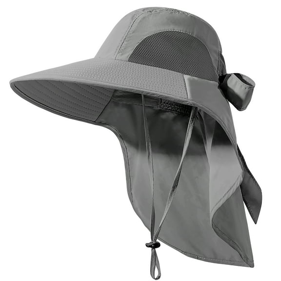 REDESS Outdoor Sun Hat for Women,Nylon UPF Protection Fishing Bucket Hat with Neck,Dark Grey