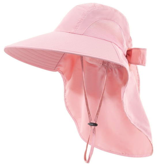 REDESS Outdoor Sun Hat for Women,Nylon UPF Protection Fishing Bucket Hat with Neck Flap,Pink
