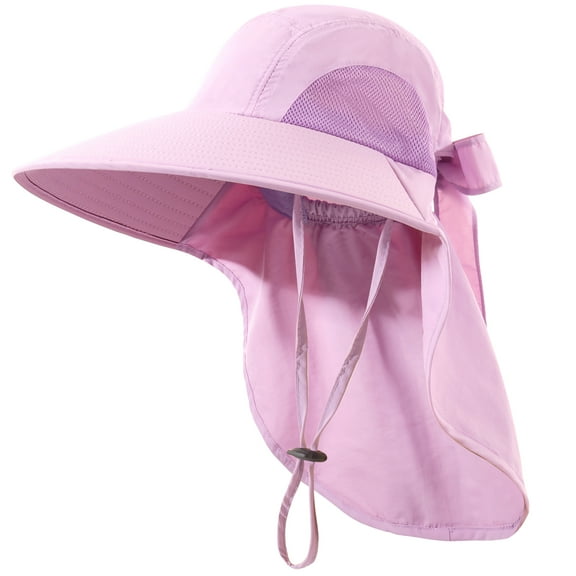 REDESS Outdoor Sun Hat for Women,Nylon UPF Protection Fishing Bucket Hat with Neck Flap,Purple