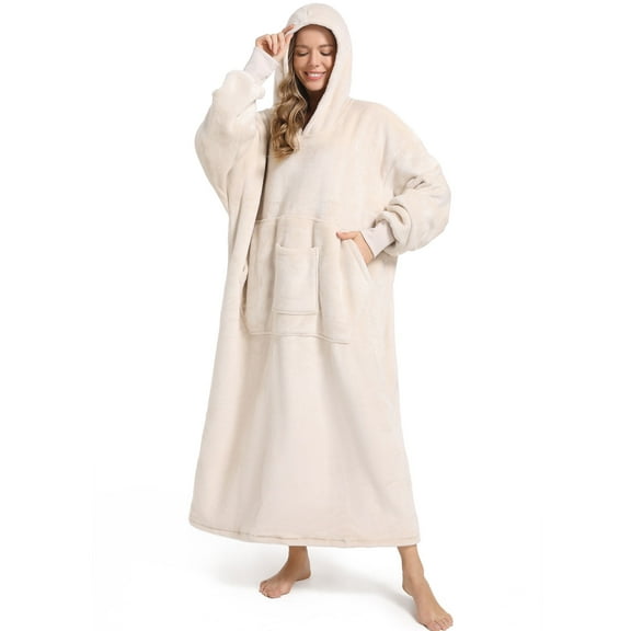 REDESS Oversized Wearable Blanket Hoodie Sweatshirt for Adults Women Men-Beige