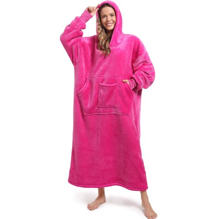 REDESS Oversized Wearable Blanket Hoodie Sweatshirt for Adults Women Men-Rose Red
