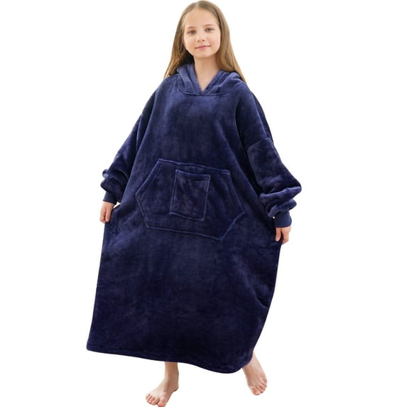 REDESS Oversized Wearable Blanket Hoodie Sweatshirt for Unisex Boy and Girl-Navy