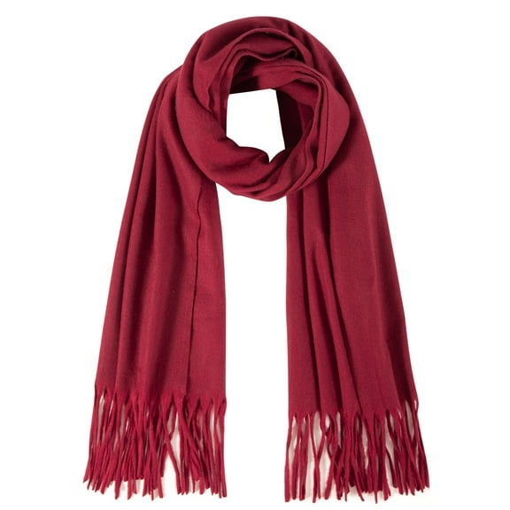 REDESS Pashmina Shawl for Women, Winter Warm Soft Solid Tassel Scarf  for Women and Men, Wine Red