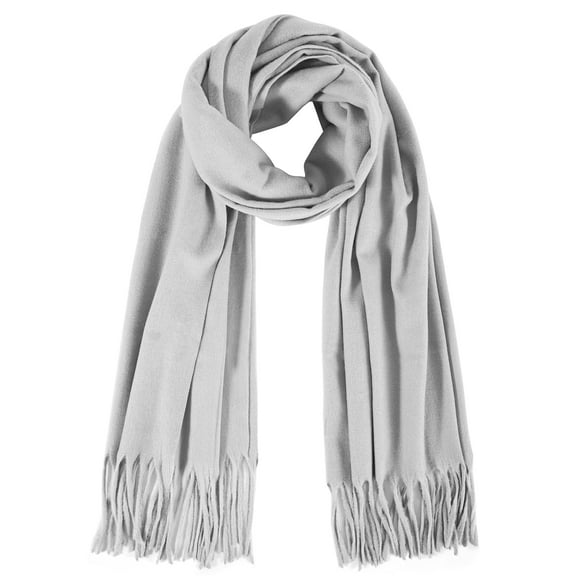 REDESS Pashmina Shawl for Women, Winter Warm Soft Solid Tassel Scarf  for Women and Men, Light Gray