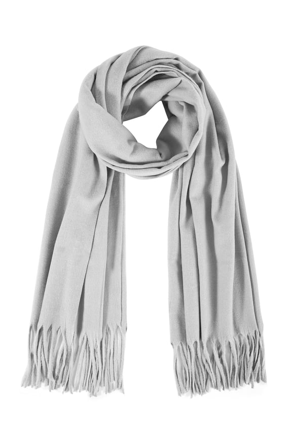 Pashmina Shawl for Women, Winter Warm Soft Solid Tassel Scarf  for Women and Men, Light Gray