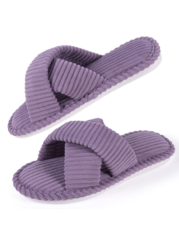 Slippers for Women with Memory Foam Open toe House Bedroom Shoes