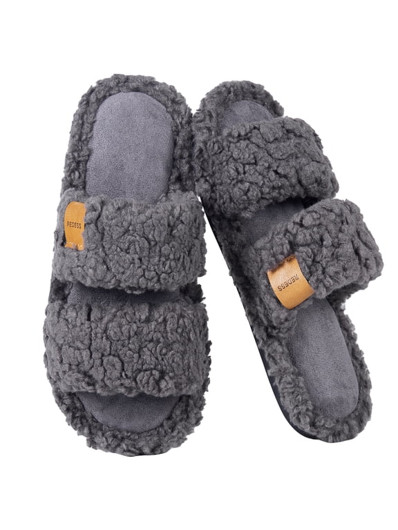 Slippers for Women Fuzzy Open Toe Womens Slippers Memory Foam House Slippers