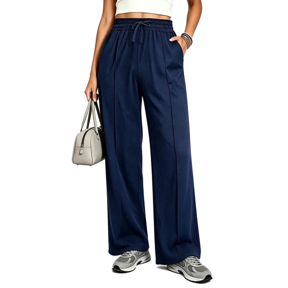 REDESS Sweatpants for Women Wide Leg Casual Baggy Black Sweatpants Drawstring Workout Pants with Pockets,S-XXL