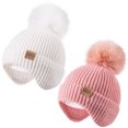 thumbnail image 1 of REDESS Toddler Hat with Ear Flaps, Fleece Lined Beanie Hat for Baby 0‑3 Years Old, 2‑Pack Warm Knit Kids Toddler Winter Hat, 1 of 7