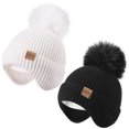 thumbnail image 1 of REDESS Toddler Hat with Ear Flaps, Fleece Lined Beanie Hat for Baby 0‑3 Years Old, 2‑Pack Warm Knit Kids Toddler Winter Hat, 1 of 7
