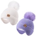 thumbnail image 1 of REDESS Toddler Hat with Ear Flaps, Fleece Lined Beanie Hat for Baby 0‑3 Years Old, 2‑Pack Warm Knit Kids Toddler Winter Hat, 1 of 7