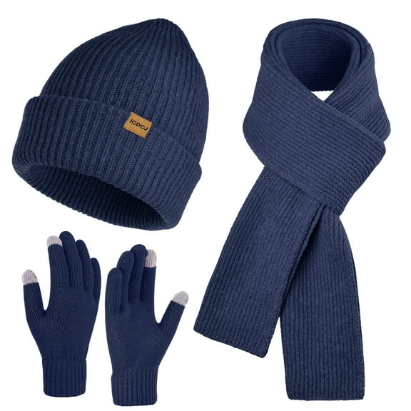 REDESS Beanie Hat and Gloves Scarf Winter Set for Men and Women，Black