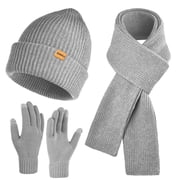 REDESS Beanie Hat and Gloves Scarf Winter Set for Men and Women，Black