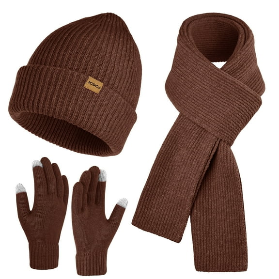 REDESS Beanie Hat and Gloves Scarf Winter Set for Men and Women,Black