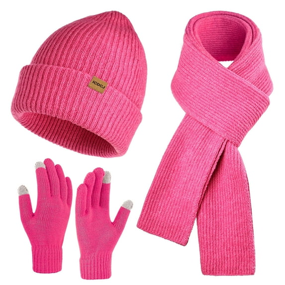 REDESS Beanie Hat and Gloves Scarf Winter Set for Men and Women,Black