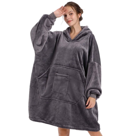REDESS Wearable Blanket Hoodie, Oversized Blanket Hoodie Sweatshirt for Adults Women Men-Dark Grey