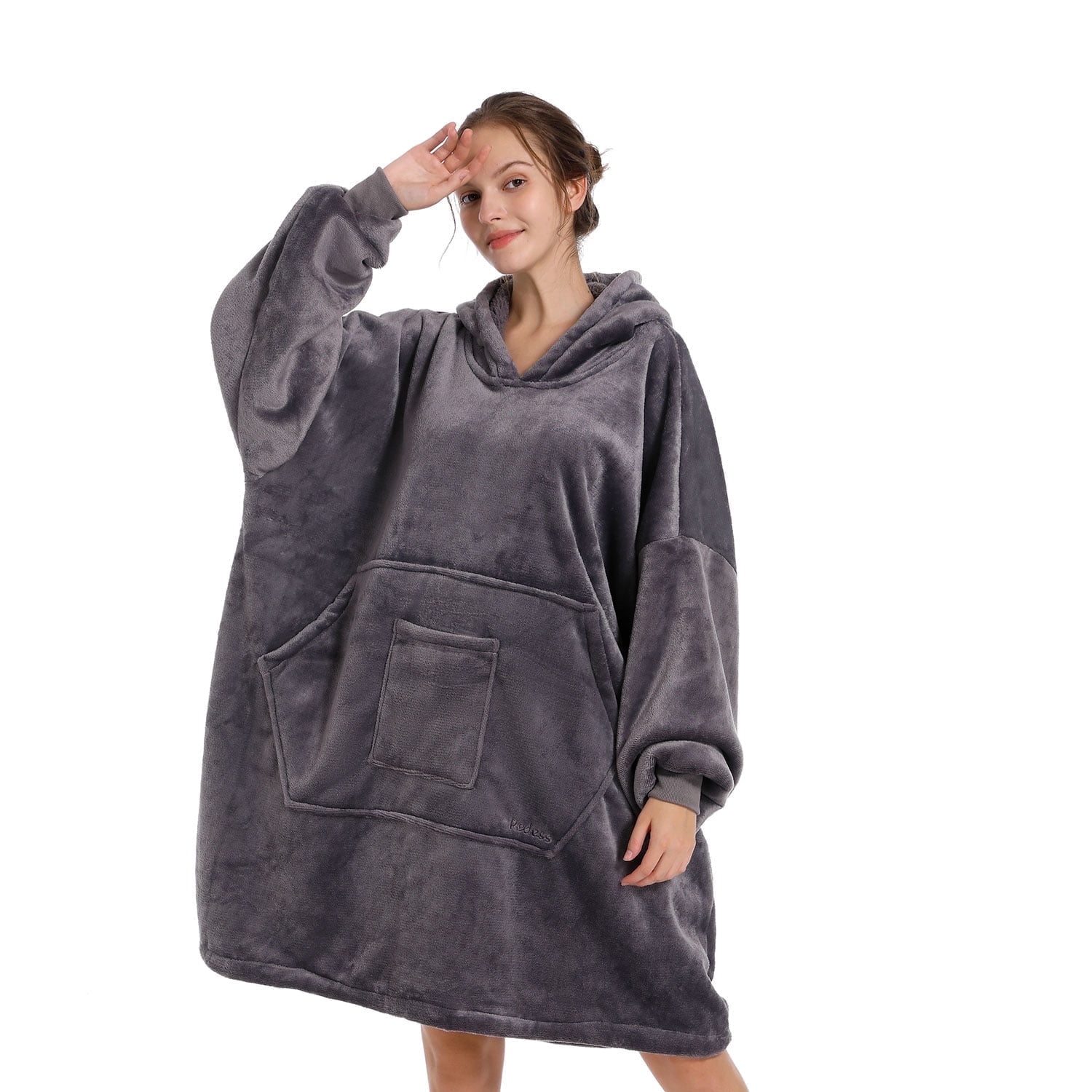 REDESS Wearable Blanket Hoodie, Oversized Blanket Hoodie Sweatshirt for Adults Women Men-Dark Grey