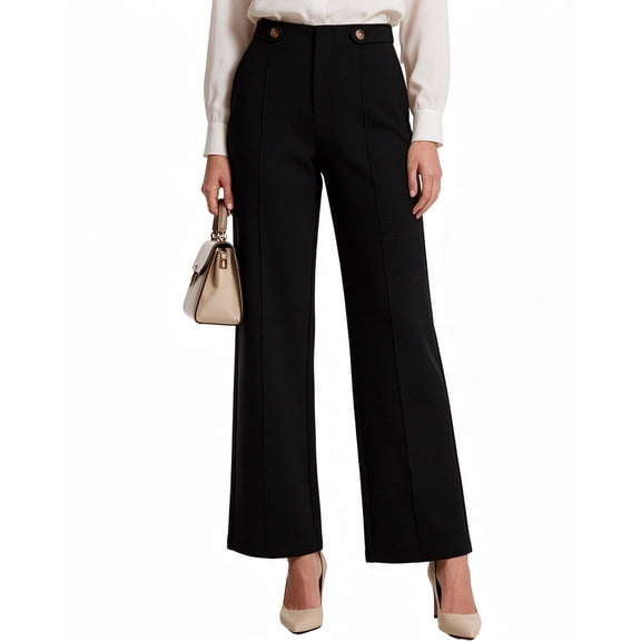 REDESS Wide Leg Dress Pants for Women, High Waist Stretch Work Slacks with Pockets, XS-2XL