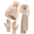 thumbnail image 1 of REDESS Winter Beanie Hat Scarf Gloves Set for Women,Fleece Lined Winter Scarfs Hats Gloves Sets,Beige, 1 of 7