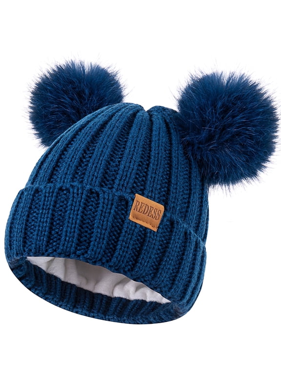 Winter Beanie Hats for Kids with Warm Fleece Lined, Children's Knit Hat for Boys Girls 5-9 Years Old
