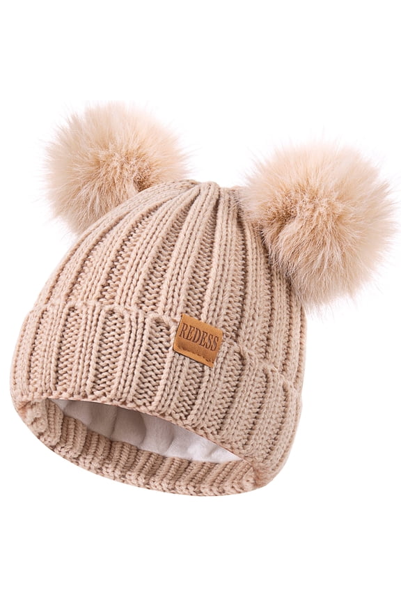 Winter Beanie Hats for Kids with Warm Fleece Lined, Children's Knit Hat for Boys Girls 5-9 Years Old