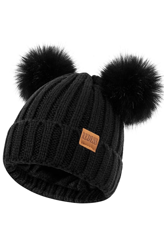 Winter Beanie Hats for Kids with Warm Fleece Lined, Children's Knit Hat for Boys Girls 5-9 Years Old