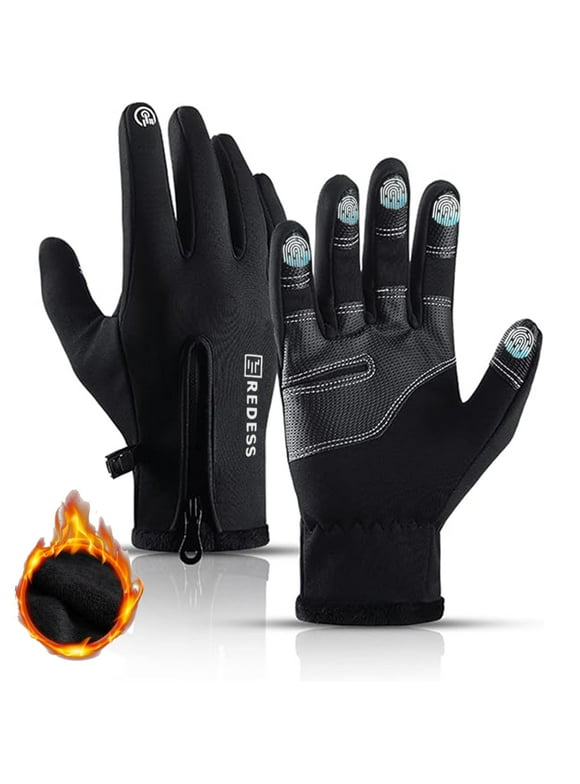 Winter Black Sports Gloves for Men and Women with Touchscreen for Running Skiing Cycling
