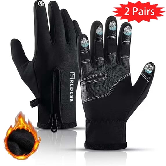 REDESS Winter Black Sports Gloves for Men and Women with Touchscreen for Running Skiing Cycling
