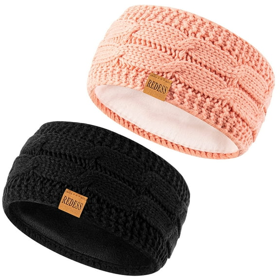 REDESS Winter Ear Warmer Headband for Women,Knit Thick Fleece Lined Cold Weather Warm Ear Muffs Headband