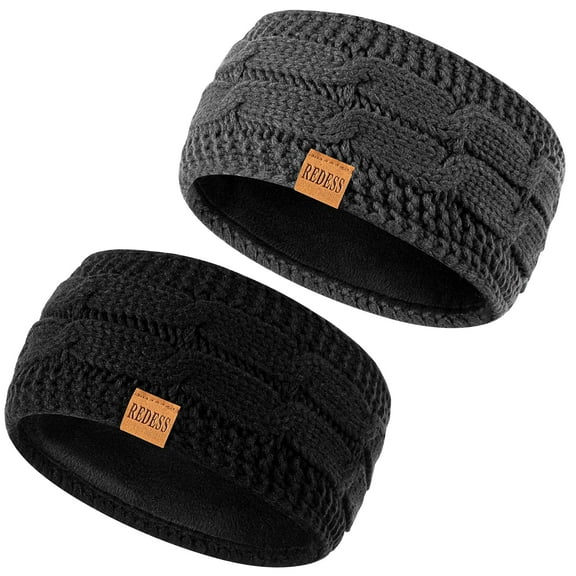 REDESS Winter Ear Warmer Headband for Women,Knit Thick Fleece Lined Cold Weather Warm Ear Muffs Headband