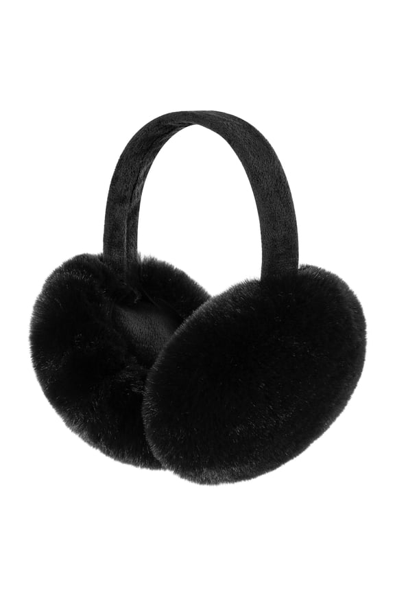 Winter Ear Warmers for Women Girls Faux Fur Cute Foldable Warm Earmuffs,Black