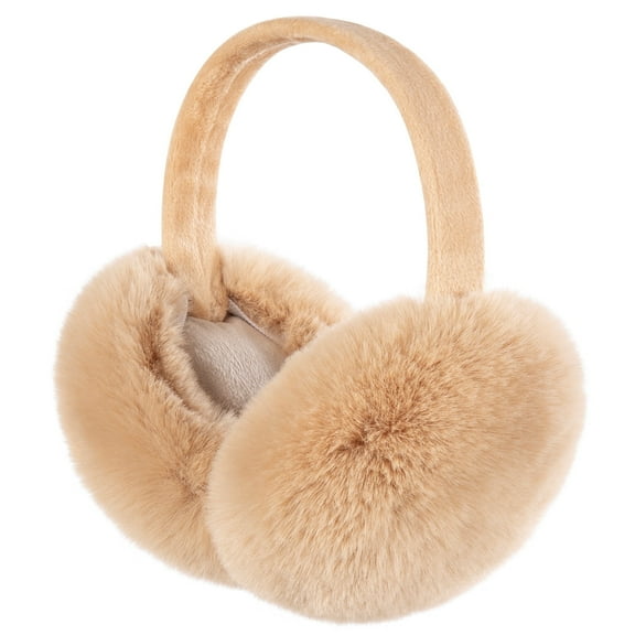 REDESS Winter Ear Warmers for Women Girls Faux Fur Cute Foldable Warm Earmuffs,Beige