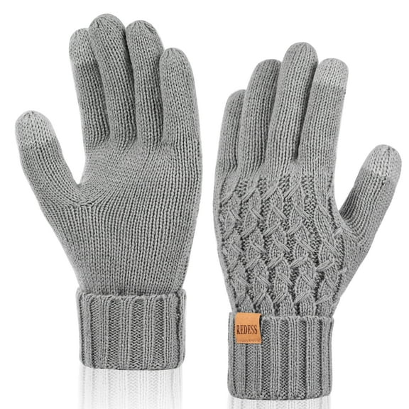 REDESS Winter Gloves for Women Touchscreen Texting Warm Knit Fleece Lined Gloves for Cold Weather Black