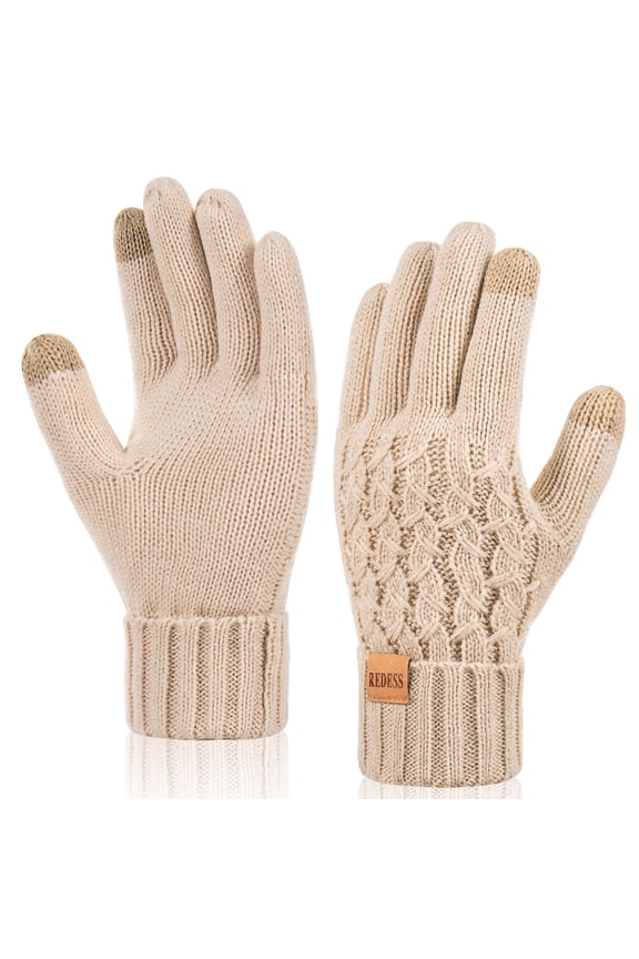Winter Gloves for Women Touchscreen Texting Warm Knit Fleece Lined Gloves for Cold Weather Black