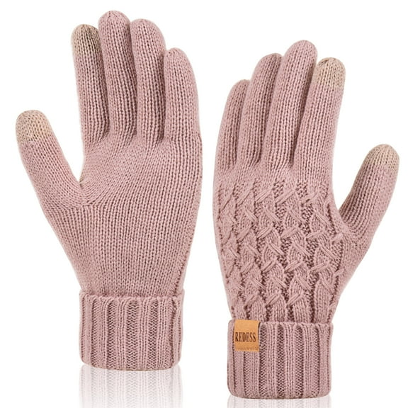 REDESS Winter Gloves for Women Touchscreen Texting Warm Knit Fleece Lined Gloves for Cold Weather Black