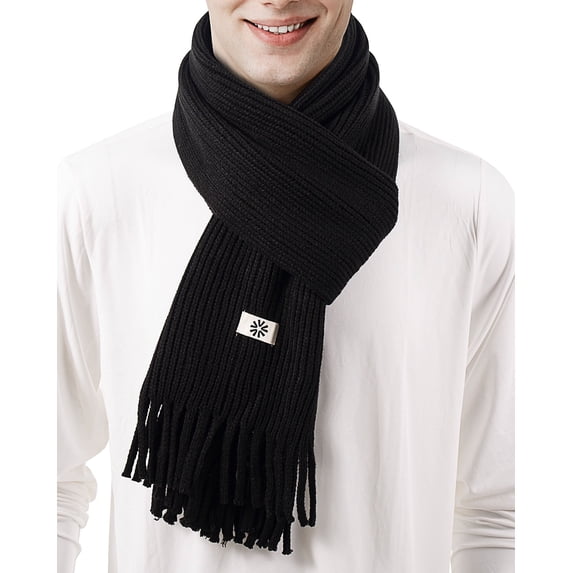 REDESS Winter Scarf for Men and Women Knit Long Thick Scarves for Adult Cold Weather Black