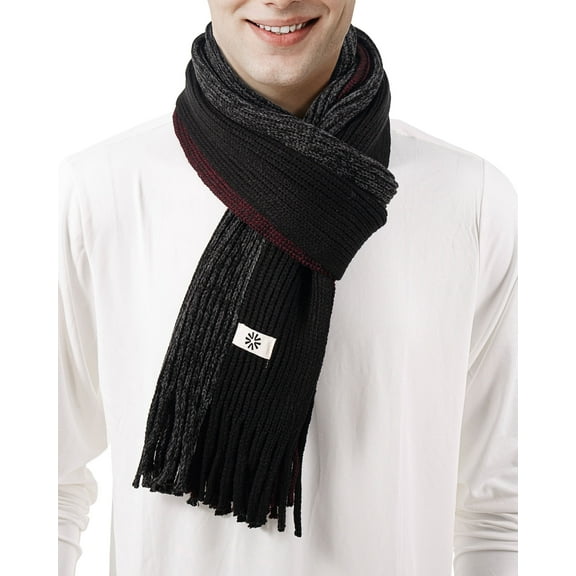 REDESS Winter Scarf for Men and Women Knit Long Thick Scarves for Adult Cold Weather Black