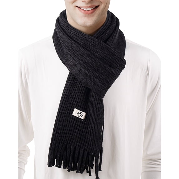 REDESS Winter Scarf for Men and Women Knit Long Thick Scarves for Adult Cold Weather Black