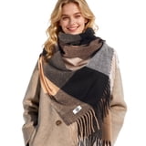 REDESS Scarves for Women Winter Soft Long Tassel Plaid Pattern Pashmina ...